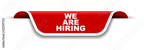 red and white banner we are hiring