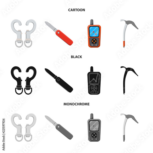 Vector design of alpinism and peak sign. Collection of alpinism and camp vector icon for stock.