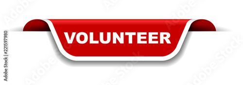 red and white banner volunteer