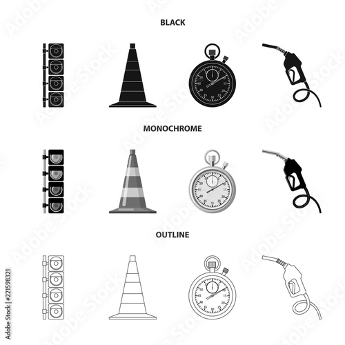 Vector design of car and rally icon. Set of car and race stock symbol for web.