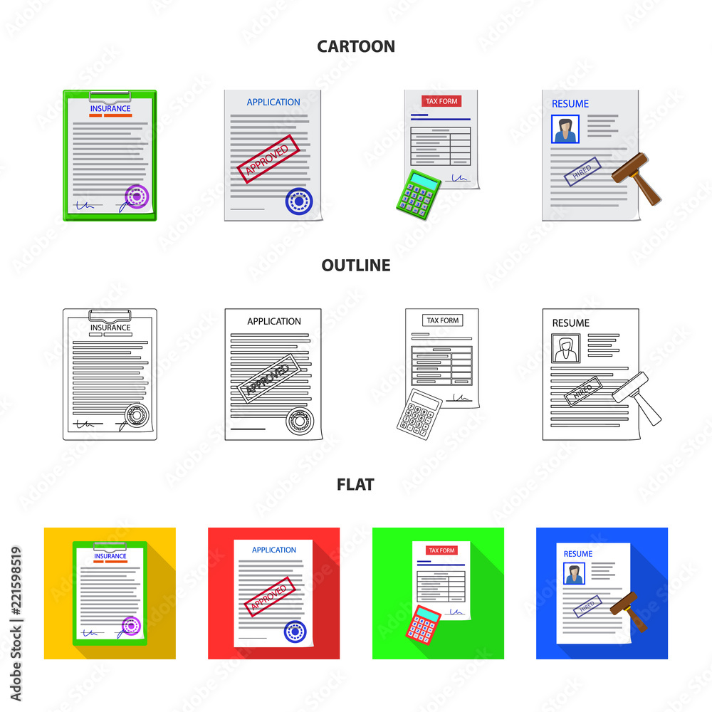 Vector illustration of form and document symbol. Collection of form and mark vector icon for stock. Vector illustration of form and document symbol. Collection of form and mark vector icon for stock.
