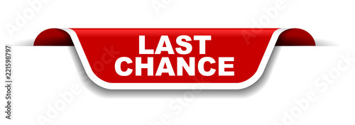 Schilderij op canvas red and white banner last chance