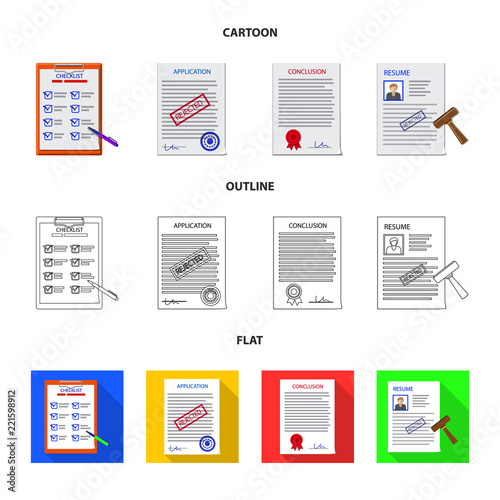 Vector illustration of form and document sign. Set of form and mark stock symbol for web.