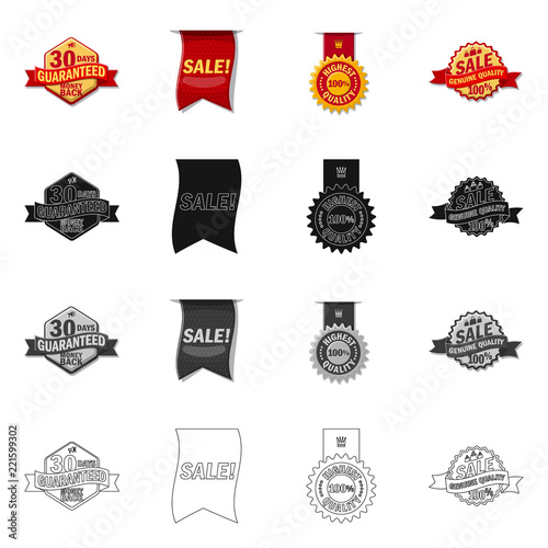 Vector design of emblem and badge logo. Collection of emblem and sticker stock symbol for web.