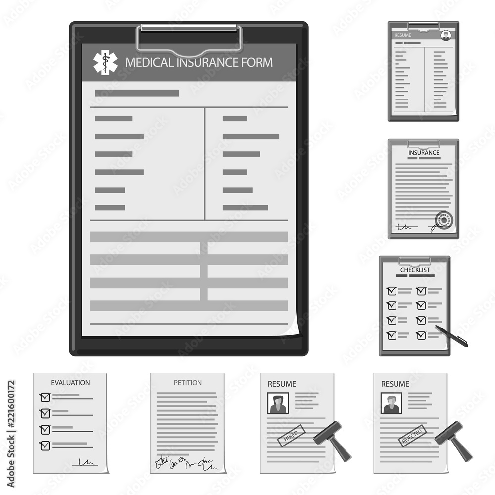 Vector design of form and document icon. Collection of form and mark stock vector illustration. Vector design of form and document icon. Collection of form and mark stock vector illustration.