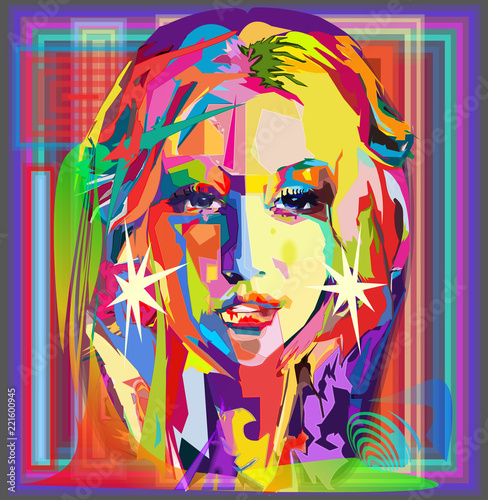 The girl's face in the style of rainbow vector illustration portrait