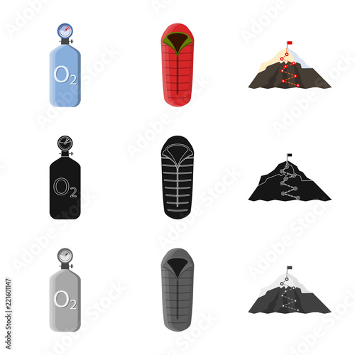 Isolated object of alpinism and peak sign. Set of alpinism and camp vector icon for stock.