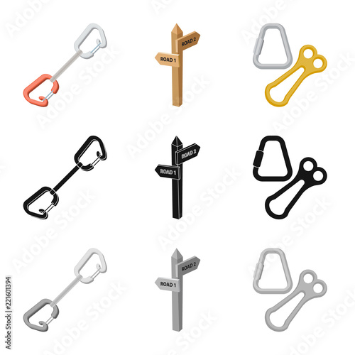 Isolated object of alpinism and peak icon. Set of alpinism and camp stock symbol for web.