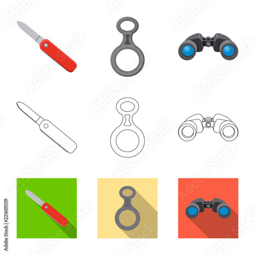Isolated object of alpinism and peak sign. Collection of alpinism and camp stock vector illustration.