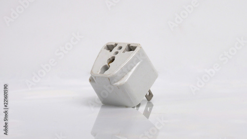 adapter plug 3 way to 2 way on white  background.