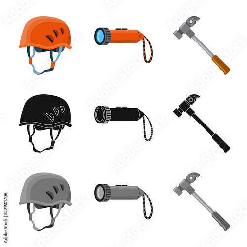 Vector design of alpinism and peak icon. Collection of alpinism and camp stock symbol for web.