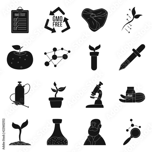 Isolated object of genetic and plant symbol. Collection of genetic and biotechnology vector icon for stock.