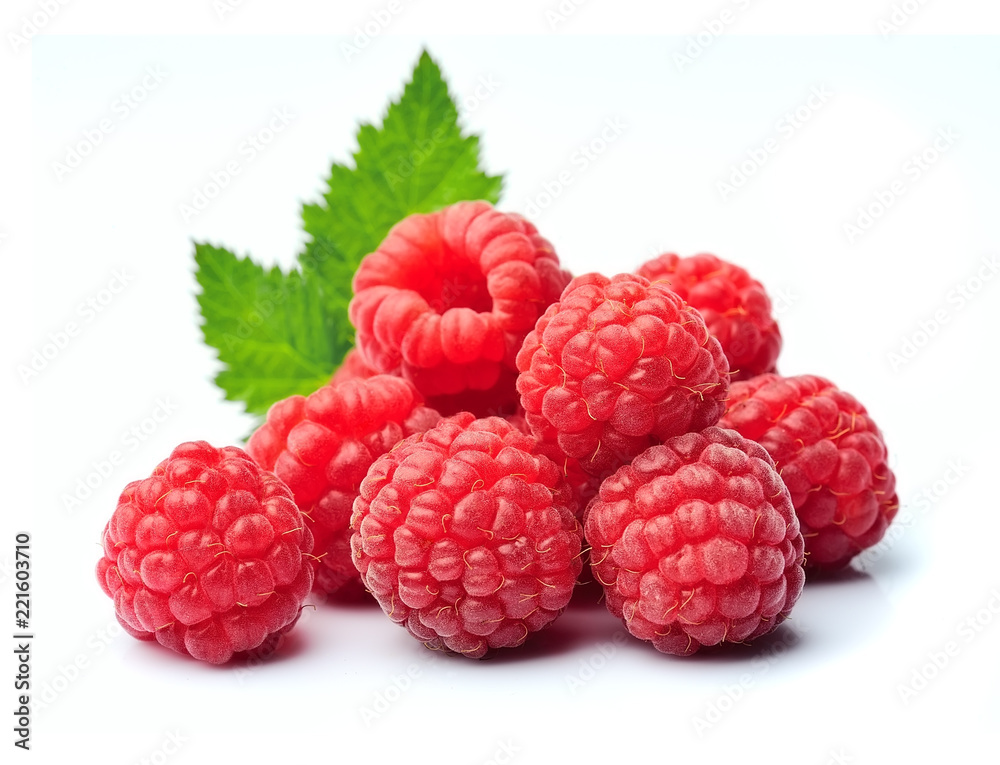 Ripe raspberry isolated.