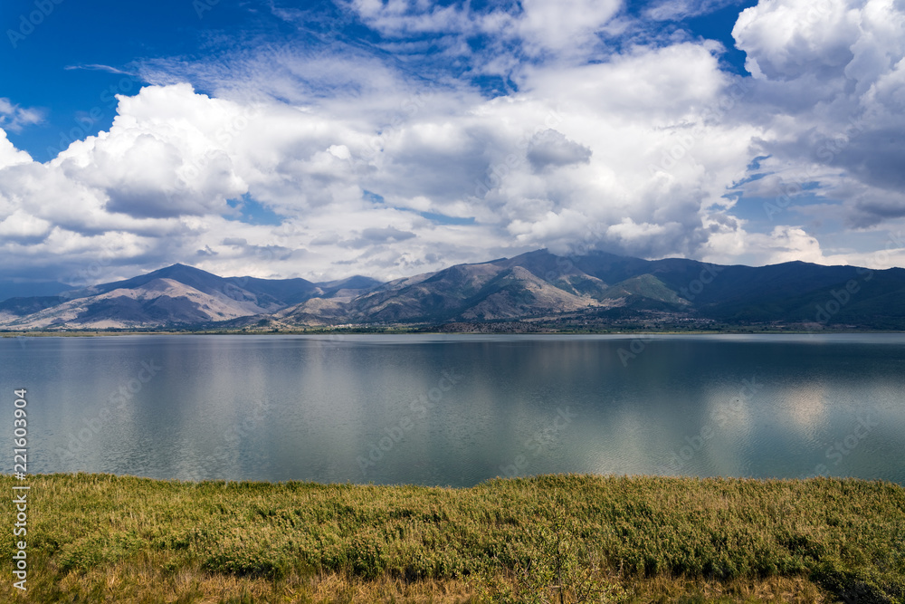 View of the shore of the Mikri (Small) Prespa Lake in northern Greece