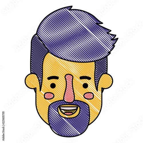 young man head with beard avatar character