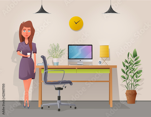 Funny business character working. Cartoon vector illustration