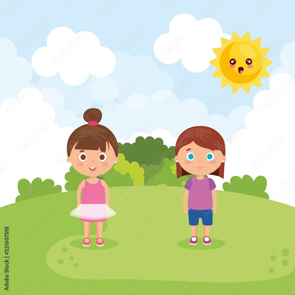 couple of little girls in the park characters couple of little girls in the park characters