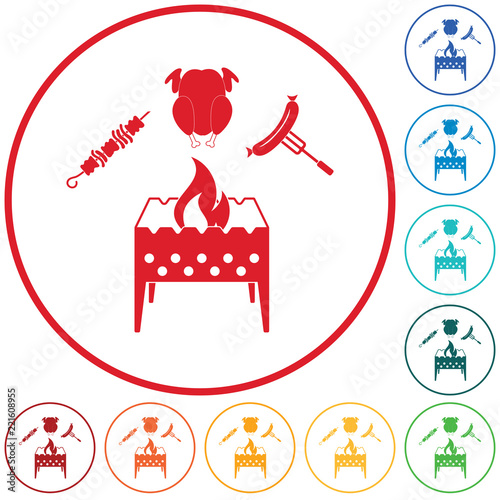 Brazier, kebab, chicken and sausage icon