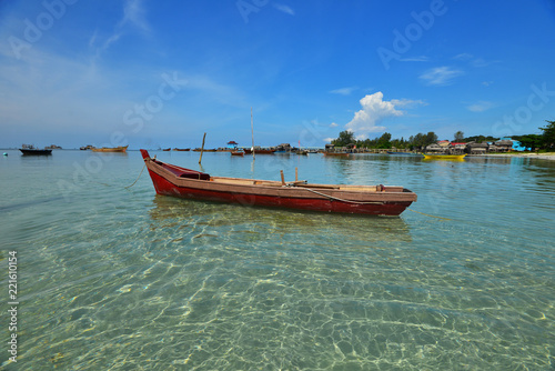 Traditional boat with Clean sea wonderfull Indonesia 