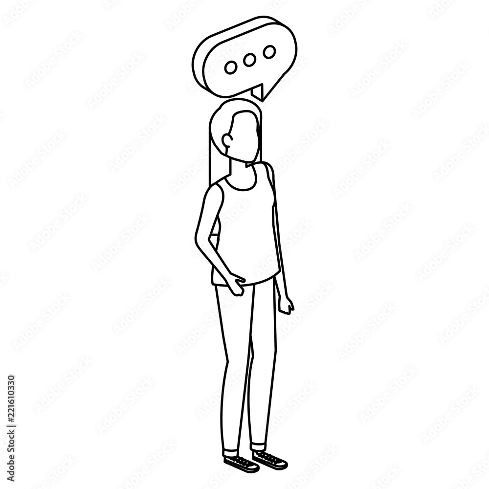 young woman talking with speech bubble