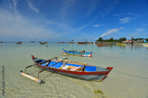 Traditional boat with Clean sea wonderfull Indonesia 