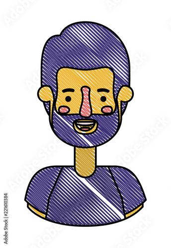 young man head with beard avatar character