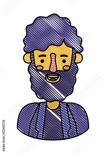 young man head with beard avatar character