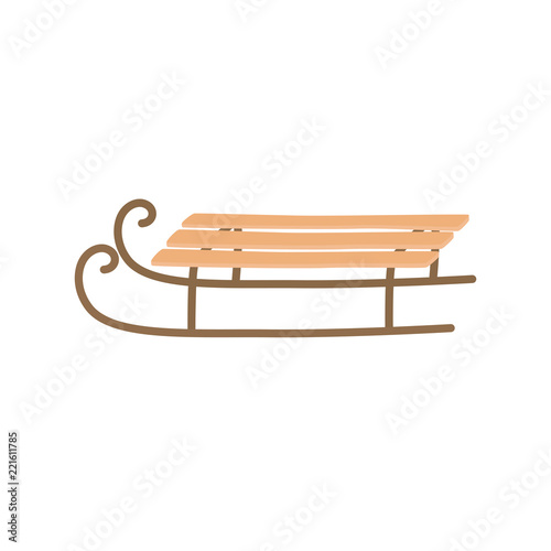 Sledge for children. Cartoon illustration of winter transportation. Sledges for snow.