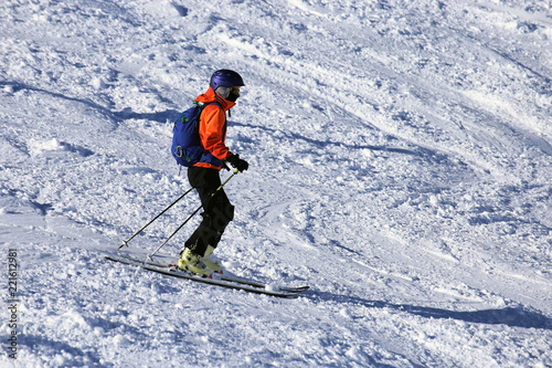 Skier riding the slope