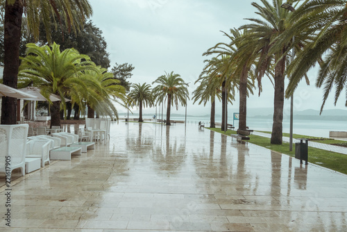 Tivat town during the rain, Montenegro