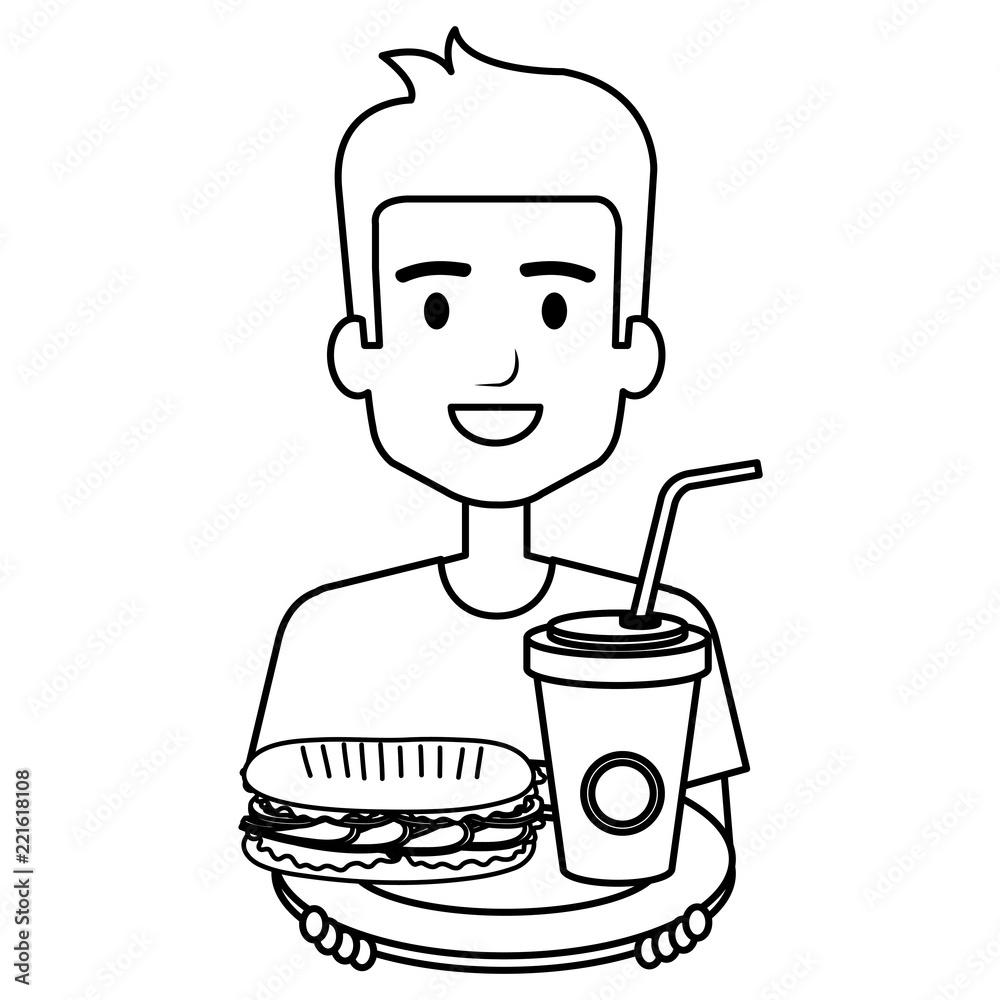 man with delicious sandwish and soda man with delicious sandwish and soda