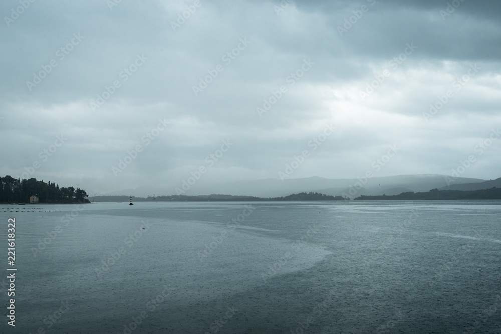 Fototapeta premium near Tivat town during the rain, Montenegro