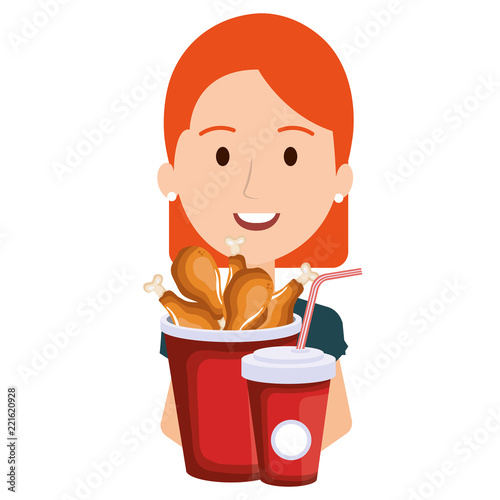 woman with chicken thighs in pot and soda