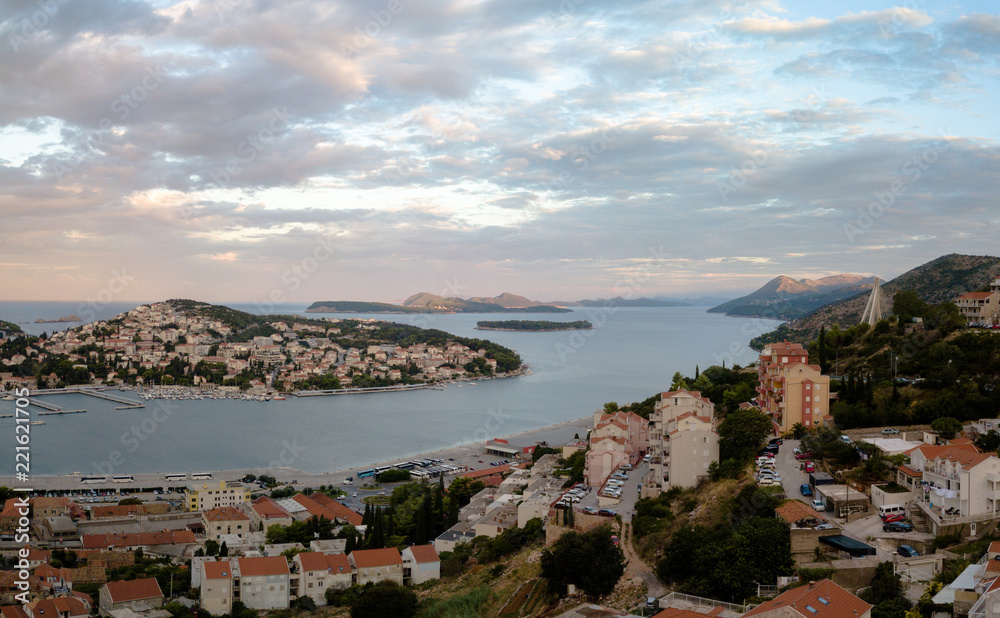 Sunrise of Harbour of Dubrovnik from Above