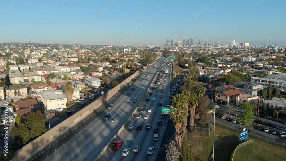 Aerial Shot of Los Angeles and Hollwood Freeway at Melrose Ave Aerial Shot of Los Angeles and Hollwood Freeway at Melrose Ave