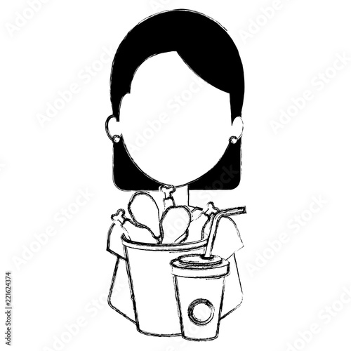 woman with chicken thighs in pot and soda