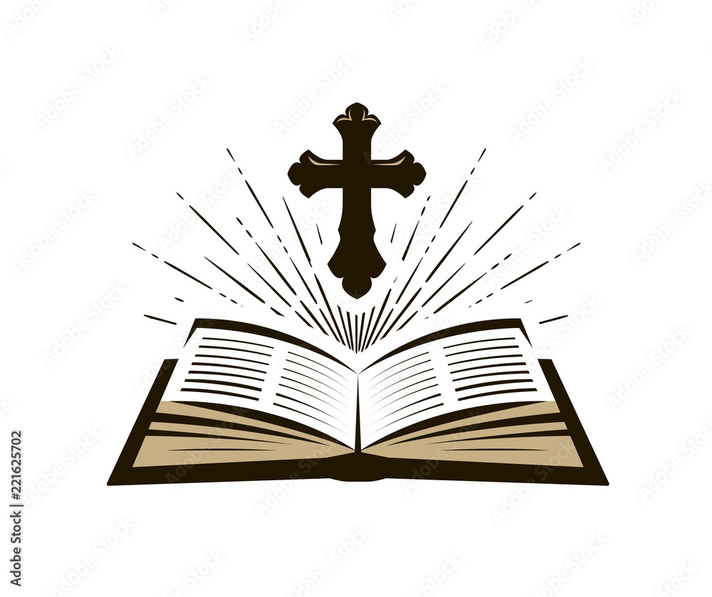 Holy Bible symbol. Worship, church, psalm icon. Vector illustration