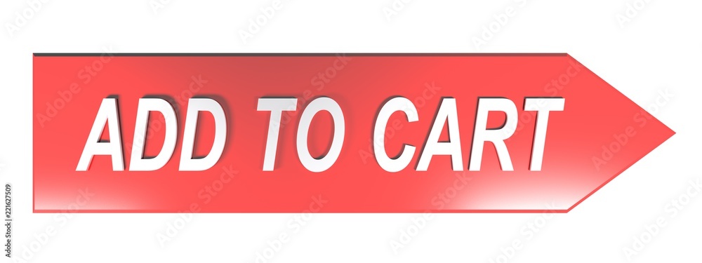 ADD TO CART on red arrow - 3D rendering ADD TO CART on red arrow - 3D rendering