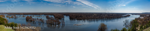 April 2018. Spring flood on the Voronezh river. Panoramic views of the river.