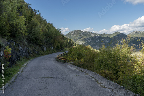 emty road near lake skadar, montenegro