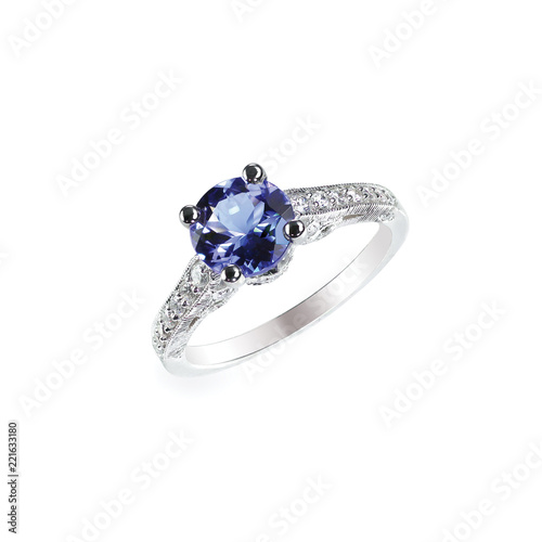 Beautiful sapphire and diamond wedding engagment ring gemstone center stone