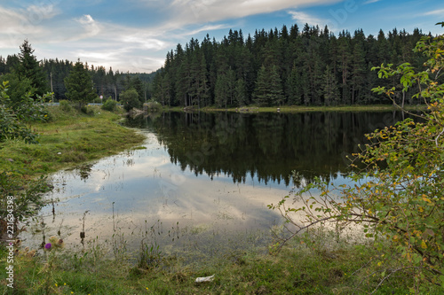 Amazing Sunset Landscape of Shiroka polyana (Wide meadow) Reservoir, Pazardzhik Region, Bulgaria