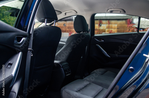 leather interior of a business class car