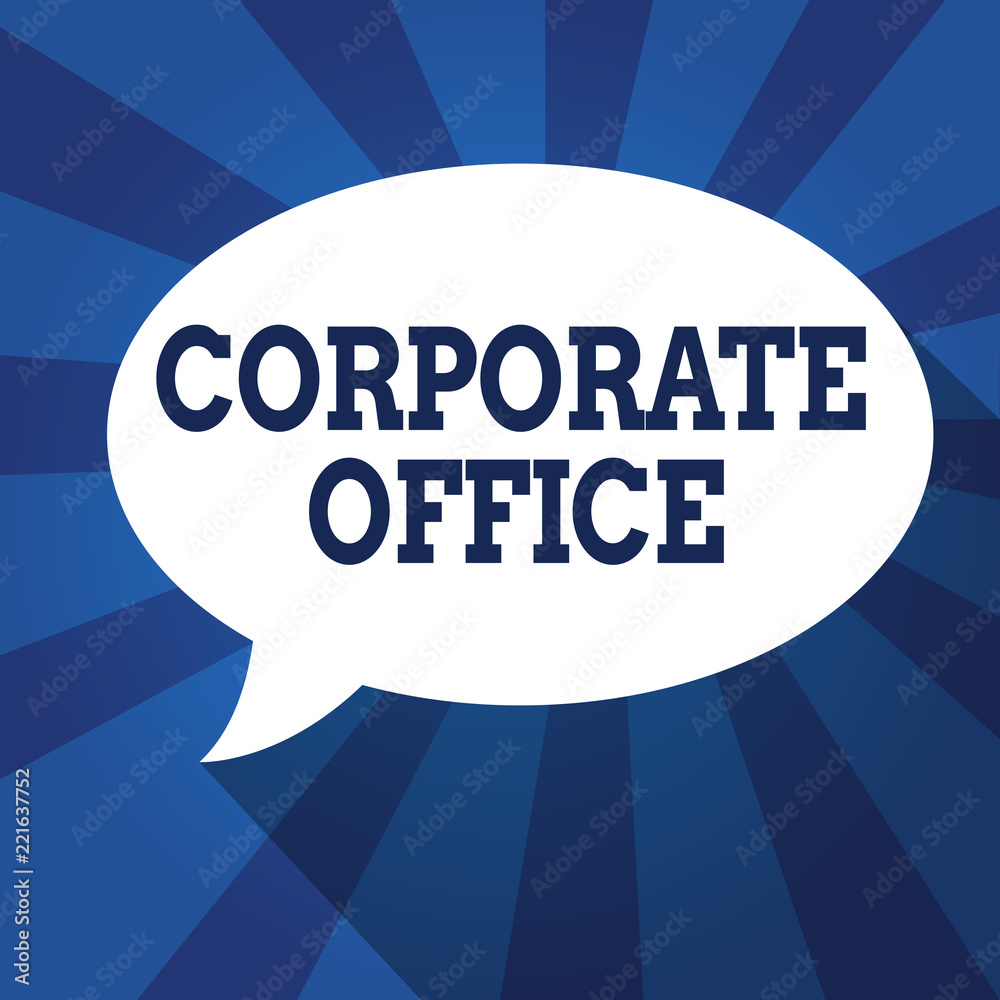 Writing note showing Corporate Office. Business photo showcasing home department that support primary departments indirectly. Writing note showing Corporate Office. Business photo showcasing home department that support primary departments indirectly.