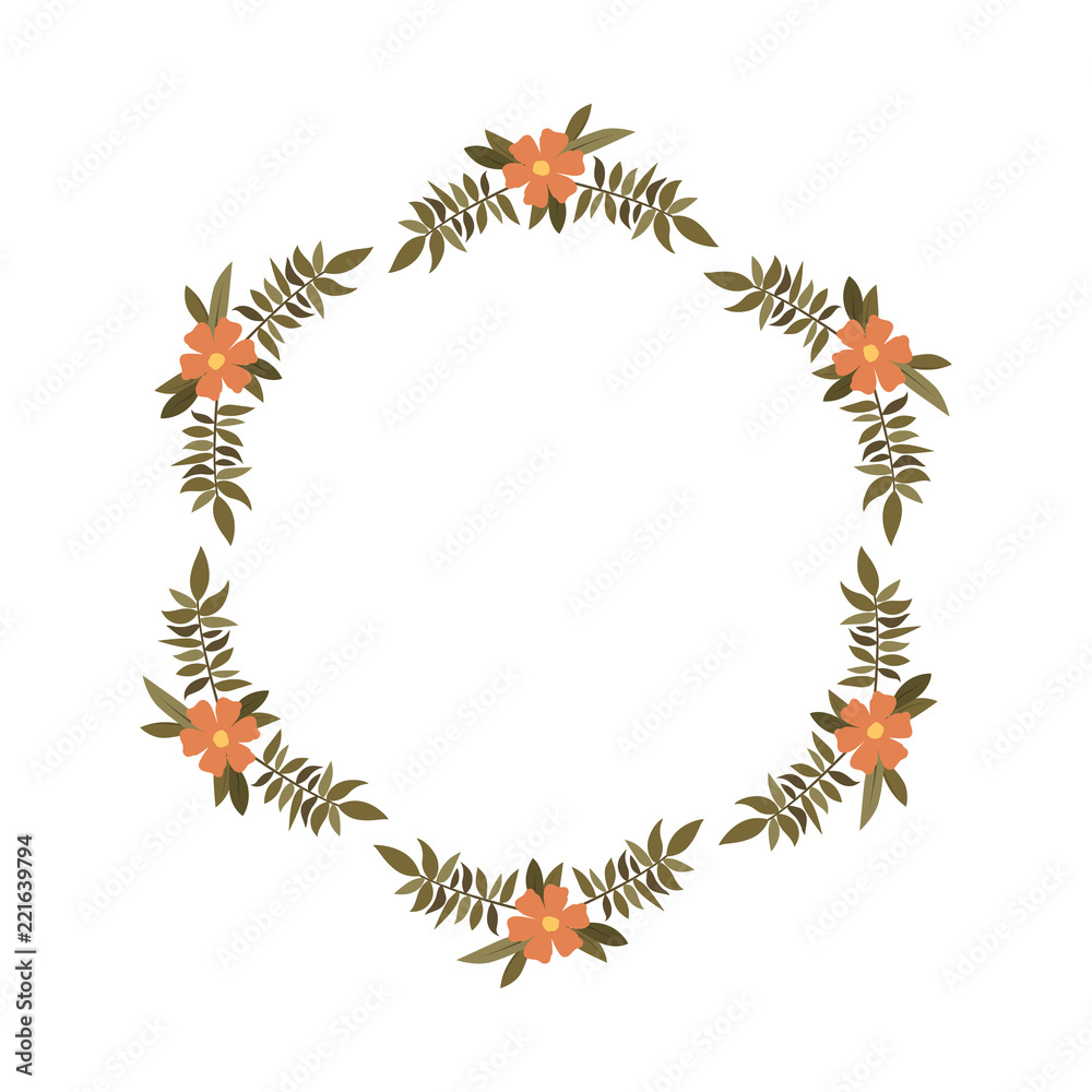 beautiful flower and leafs circular frame beautiful flower and leafs circular frame