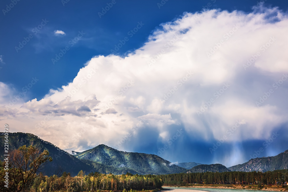 Cumulonimbus clouds. Altai, Southern Siberia, Russia