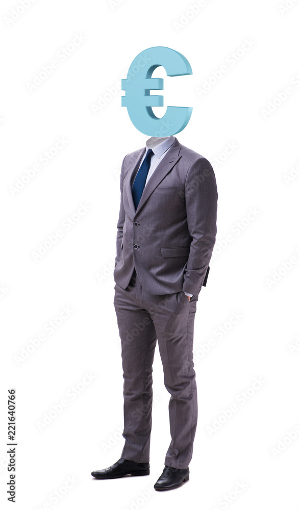 Businessman with euro sign instead of head Businessman with euro sign instead of head