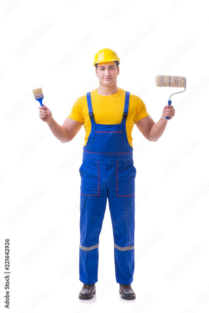 Young worker on coveralls isolated on white Young worker on coveralls isolated on white