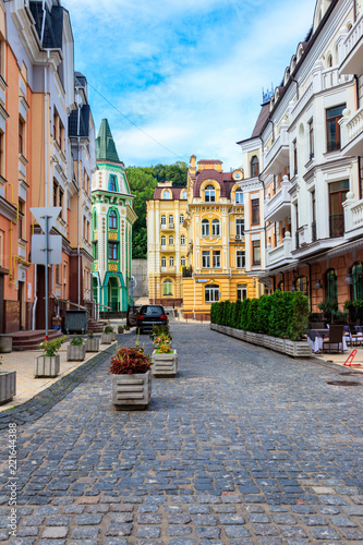Fototapeta Naklejka Na Ścianę i Meble -  Colorful houses of Vozdvizhenka elite district in Kiev, Ukraine