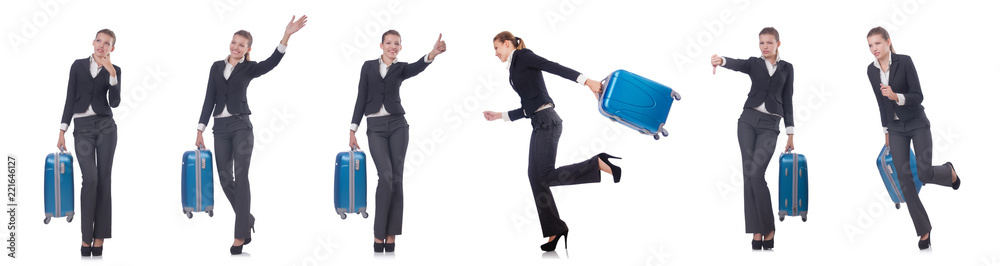 Woman with suitacases preparing for summer vacation Woman with suitacases preparing for summer vacation